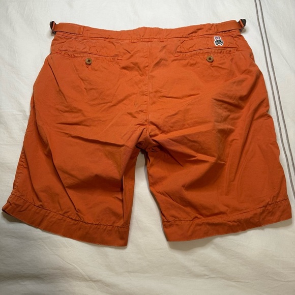 Psycho Bunny | Classic Fit Cotton Shorts Orange Mens | 36 - Picture 5 of 9